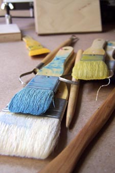 Encaustic-soaked hake brushes ready for Open Paint, encaustic classes with Laura Tyler in Boulder, Colorado Encaustic-soaked hake brushes ready for Open Paint, encaustic classes with Laura Tyler in Boulder, Colorado